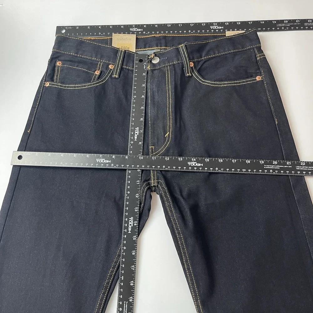 Levis 513 Jeans Mens 34x32 Black Blue Slim Straight Dark Wash Preppy Grunge NEW